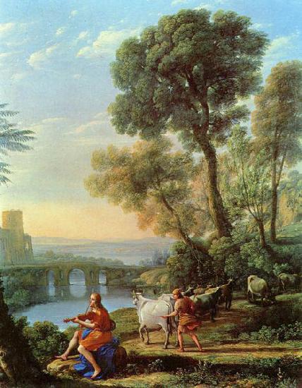 Claude Lorrain Landschaft mit Apollo und Merkur oil painting picture